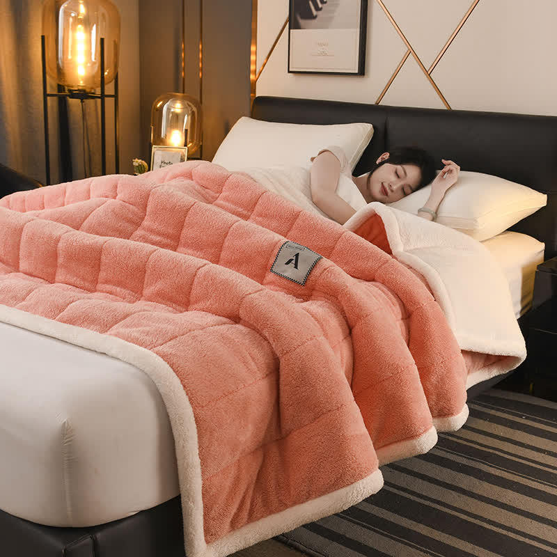 Couverture polaire double face - Orange corail - 200cm x 230cm - image 0