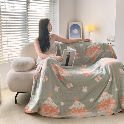 Couette en gaze de coton avec sapin de Noël dessiné