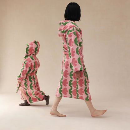 Peignoir à capuche « Tulipe rurale » en pur coton