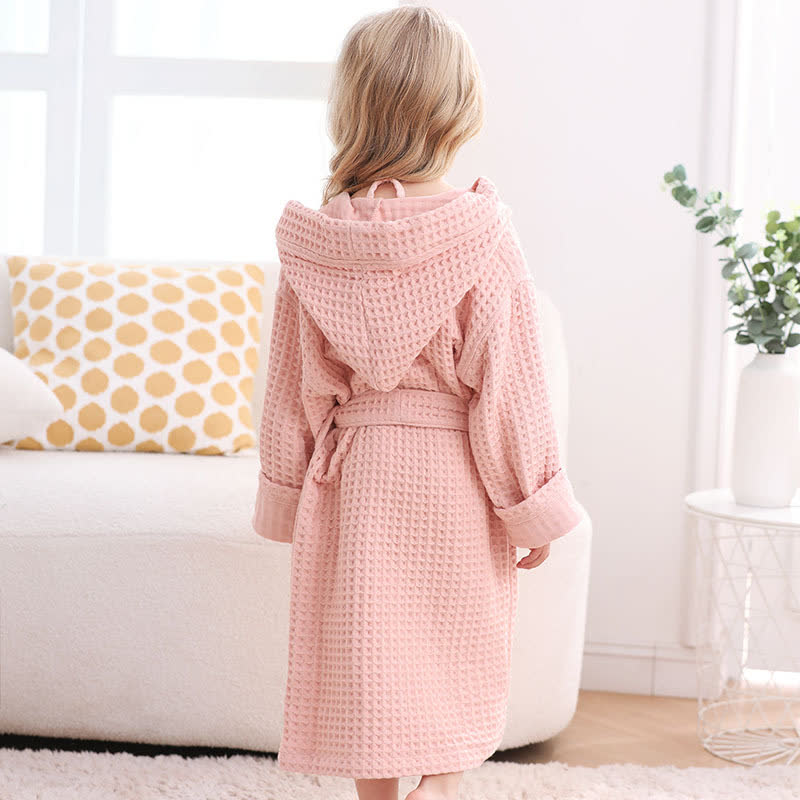 Peignoir respirant en pur coton avec structure gaufrée