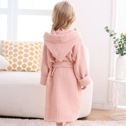 Peignoir respirant en pur coton avec structure gaufrée