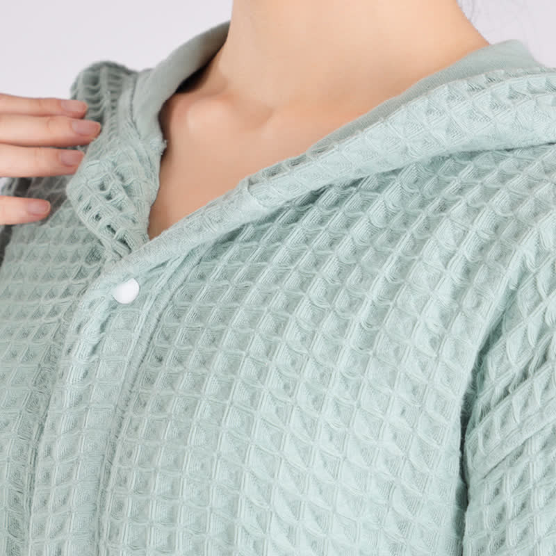 Peignoir respirant en pur coton avec structure gaufrée