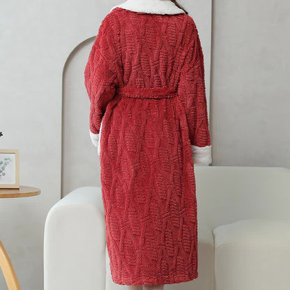 Peignoir en polaire jacquard avec col à revers
