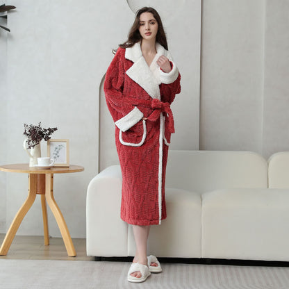 Peignoir en polaire jacquard avec col à revers