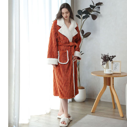 Peignoir en polaire jacquard avec col à revers