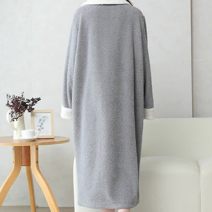 Chemise de nuit longue en polaire douce et chaude avec fermeture éclair