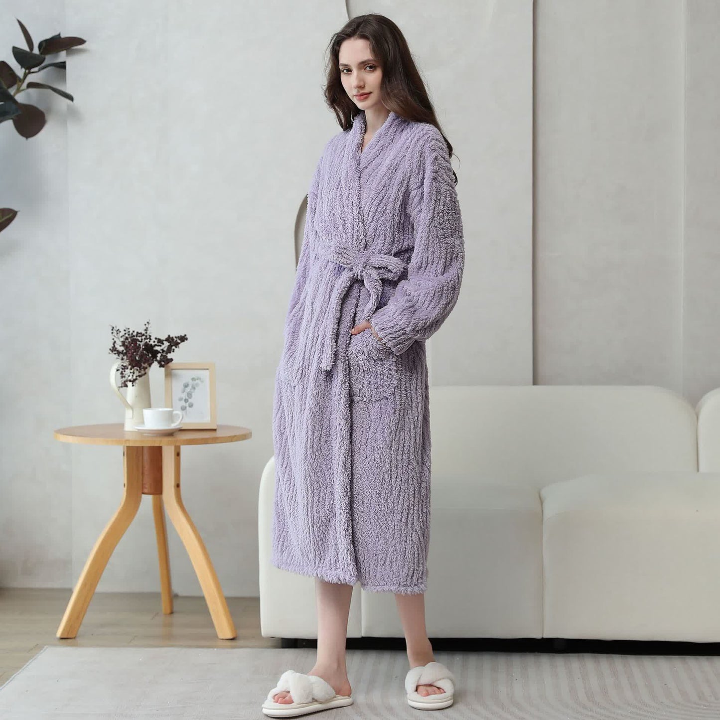 Peignoir simple et uni en polaire douce
