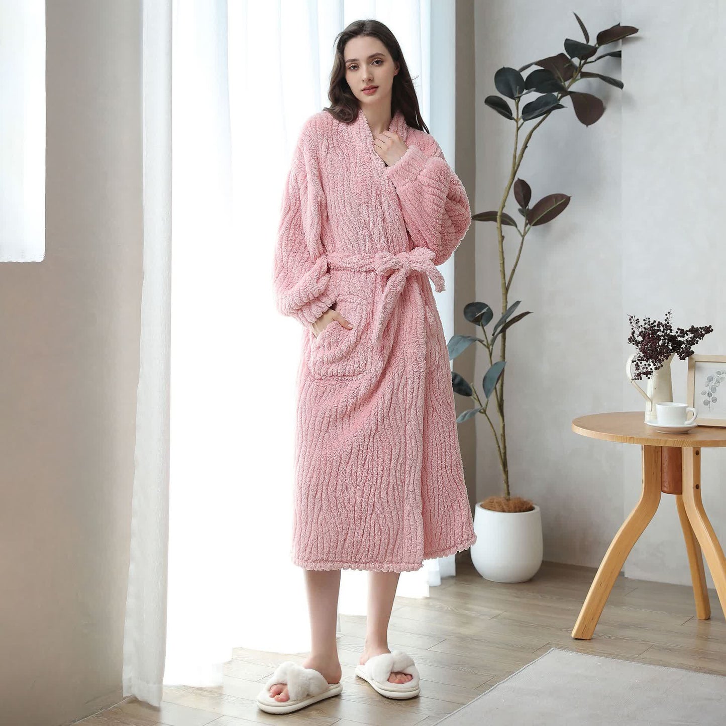 Peignoir simple et uni en polaire douce