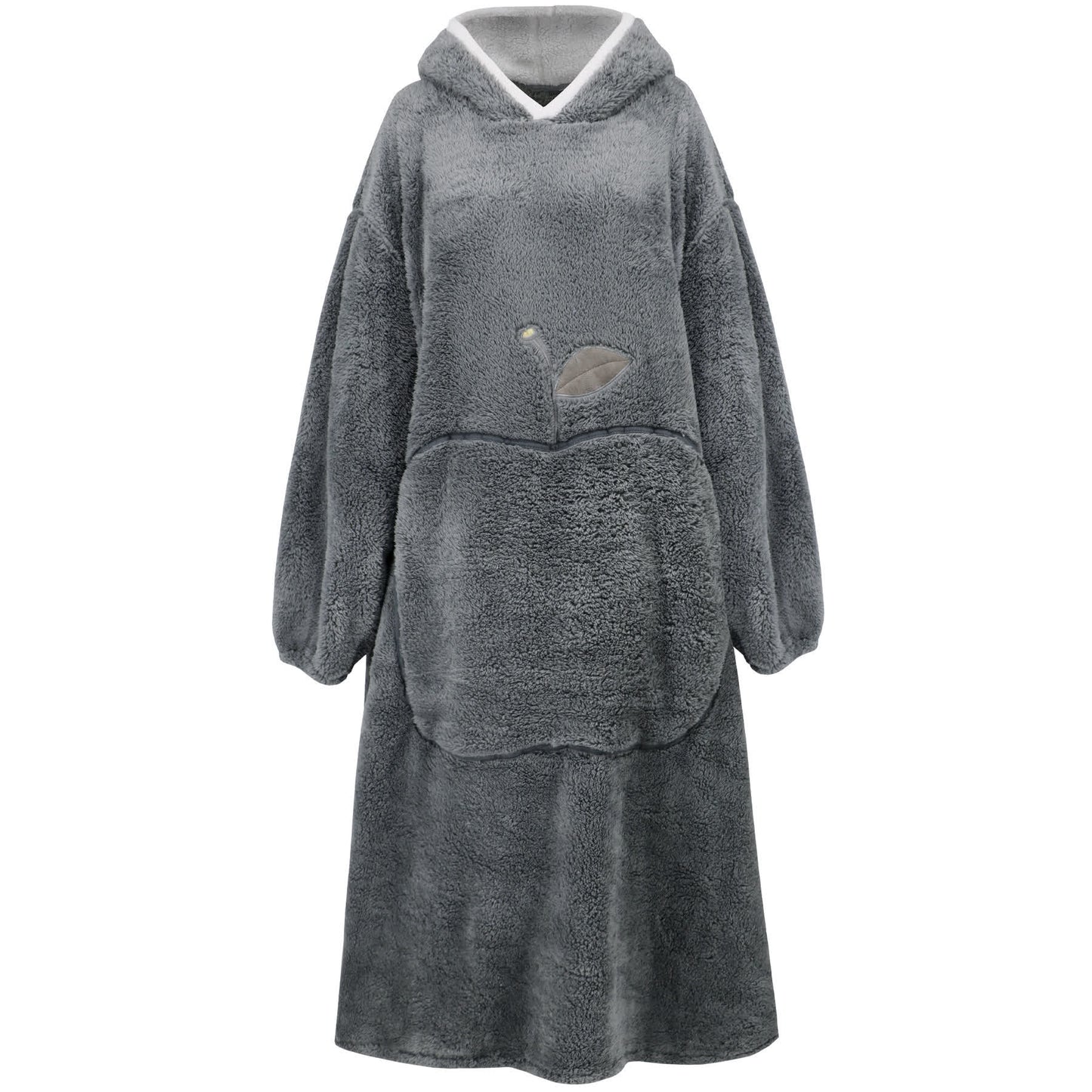 Chemise de nuit en flanelle jacquard avec capuche à motif pomme