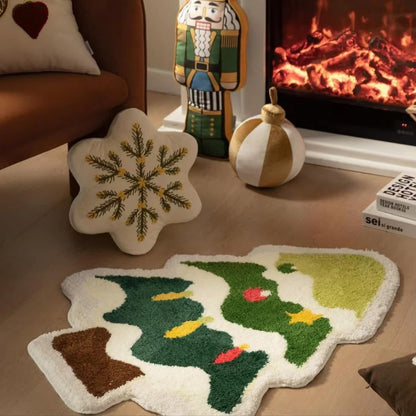 Tapis antidérapant pour décoration d'intérieur en forme de sapin de Noël