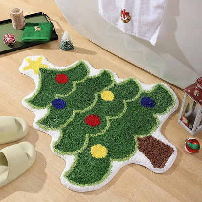 Tapis antidérapant pour décoration d'intérieur en forme de sapin de Noël