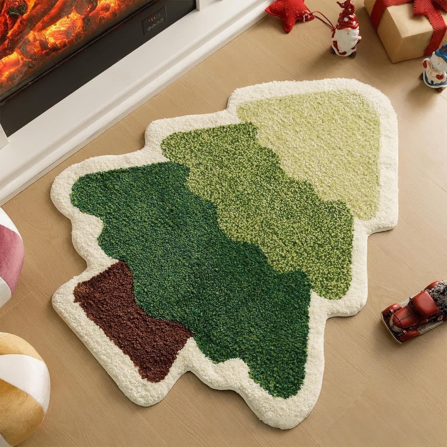 Tapis antidérapant pour décoration d'intérieur en forme de sapin de Noël
