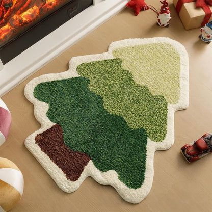 Tapis antidérapant pour décoration d'intérieur en forme de sapin de Noël