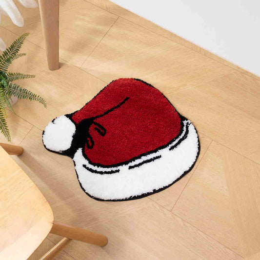 Tapis de sol floqué antidérapant avec chapeau de Noël
