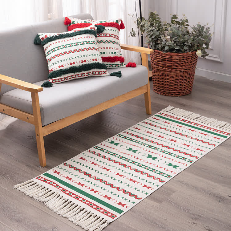 Tapis de Noël avec pompons tissés