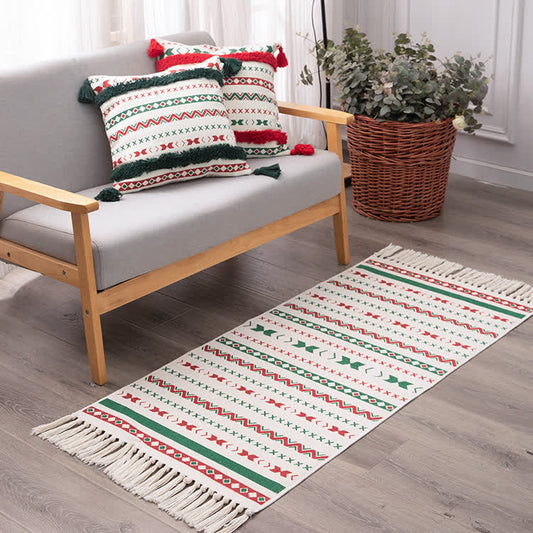 Tapis de Noël avec pompons tissés