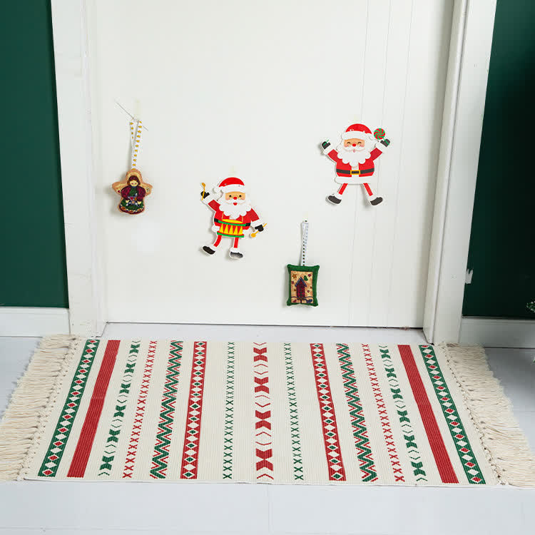 Tapis de Noël avec pompons tissés