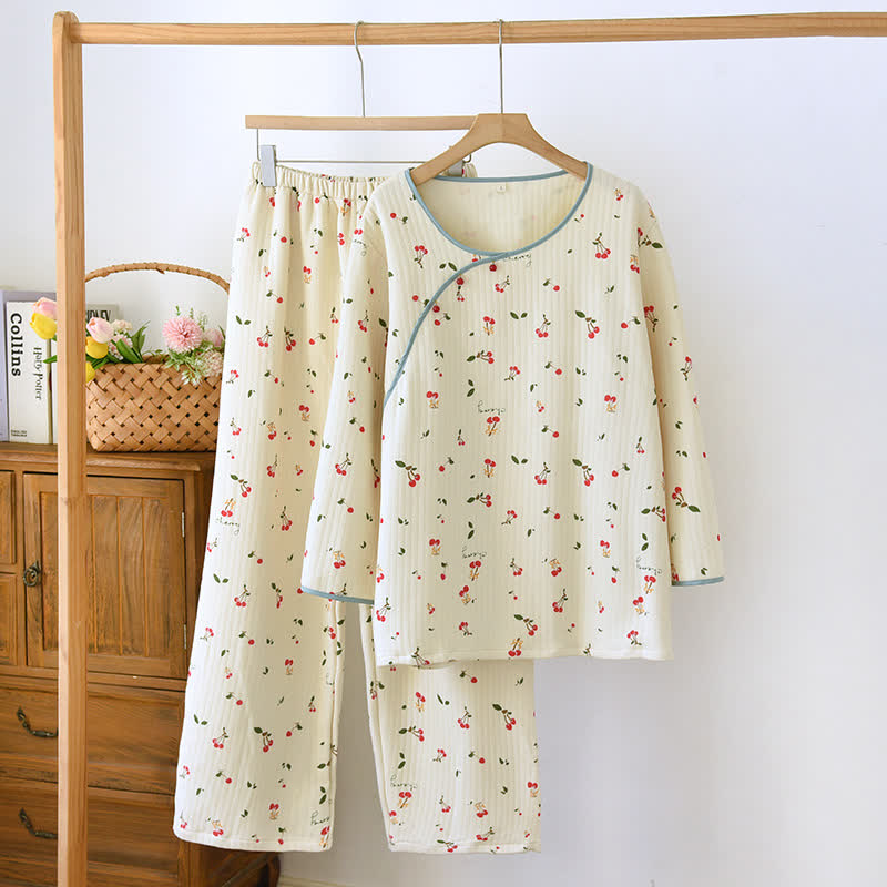 Ensemble pyjama double épaisseur en coton Air avec cerises