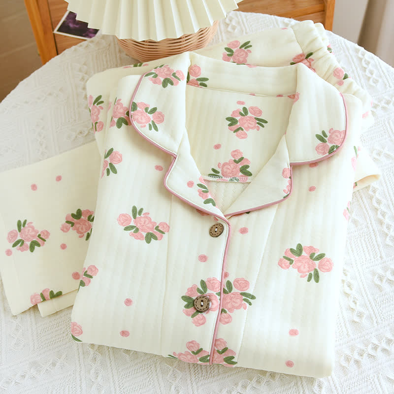 Ensemble de pyjama pastoral en coton aérien à trois couches