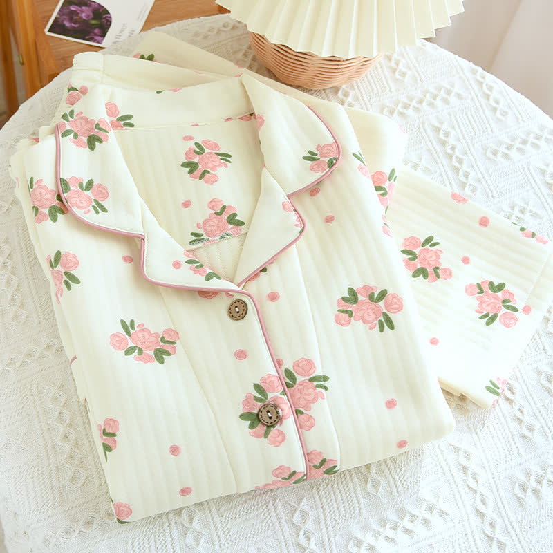 Ensemble de pyjama pastoral en coton aérien à trois couches