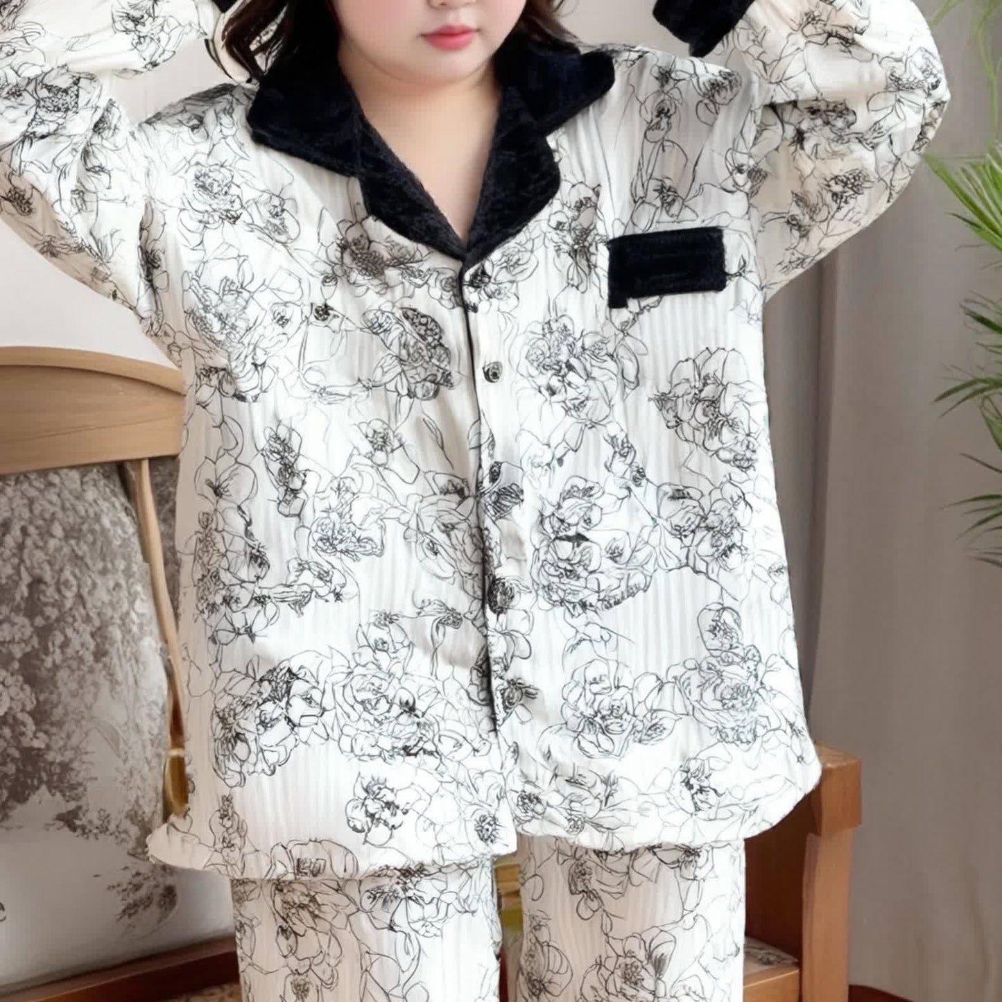 Ensemble pyjama pastoral en coton Air grande taille