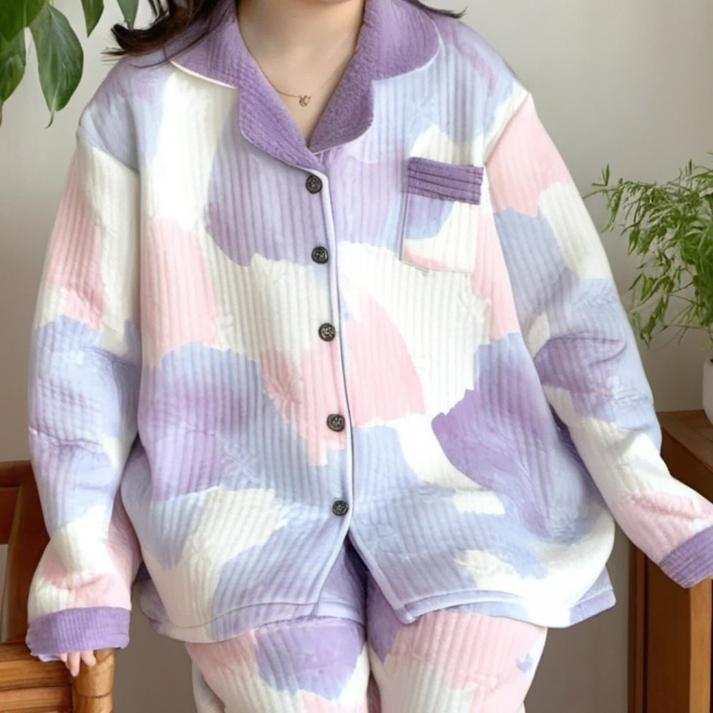 Ensemble de vêtements de nuit chauds en coton grande taille