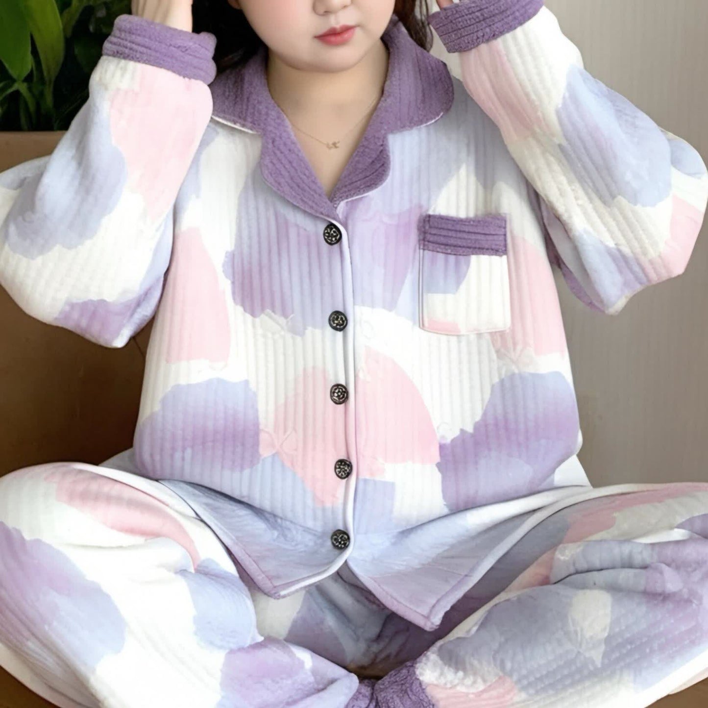 Ensemble de vêtements de nuit chauds en coton grande taille