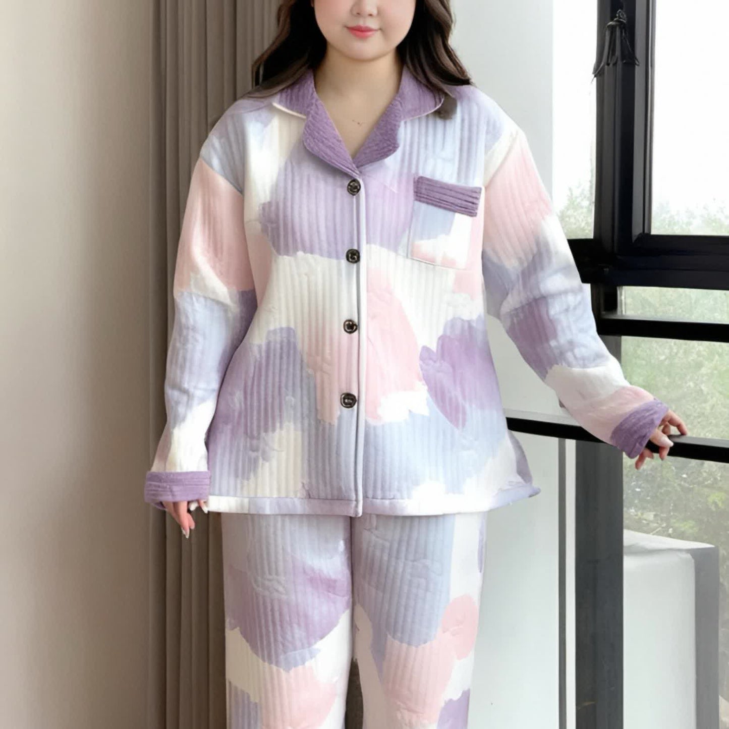 Ensemble de vêtements de nuit chauds en coton grande taille