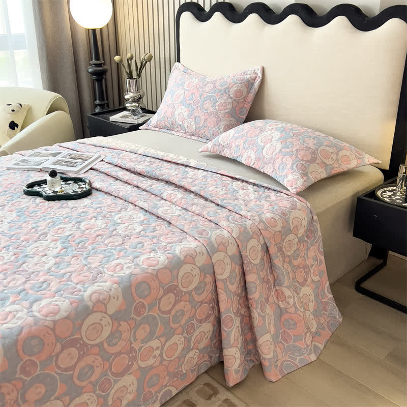 Couvre-lit matelassé en gaze de coton avec des cochons de dessin animé