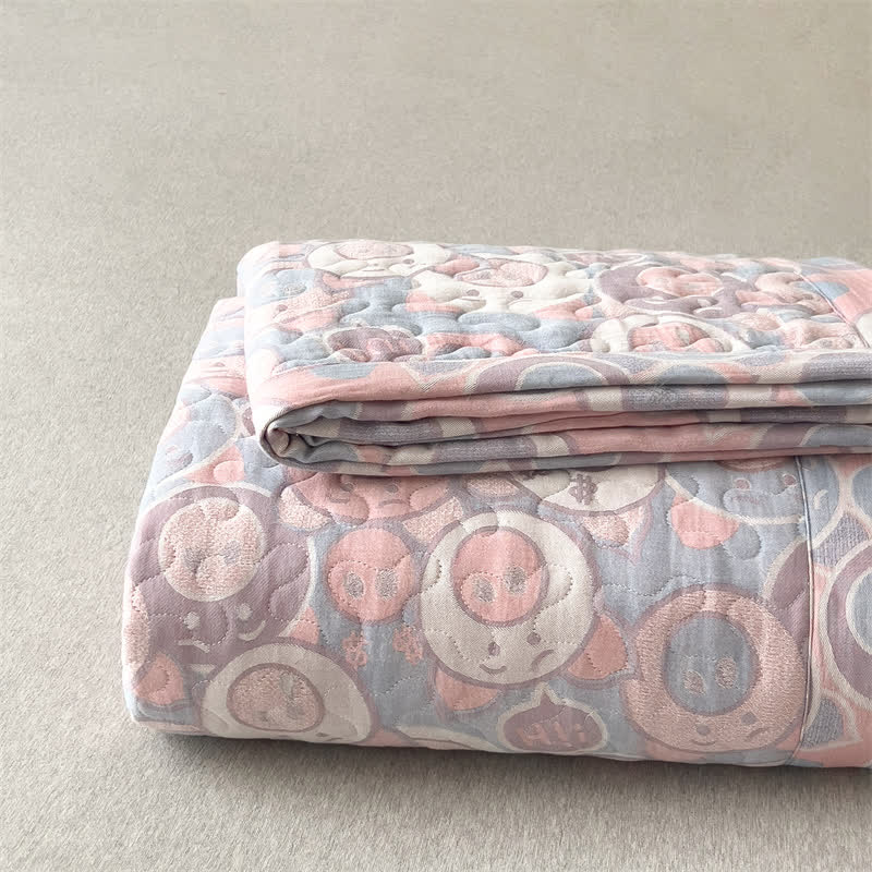 Couvre-lit matelassé en gaze de coton avec des cochons de dessin animé