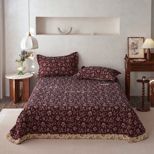 Couvre-lit matelassé en gaze de coton au motif rose rétro