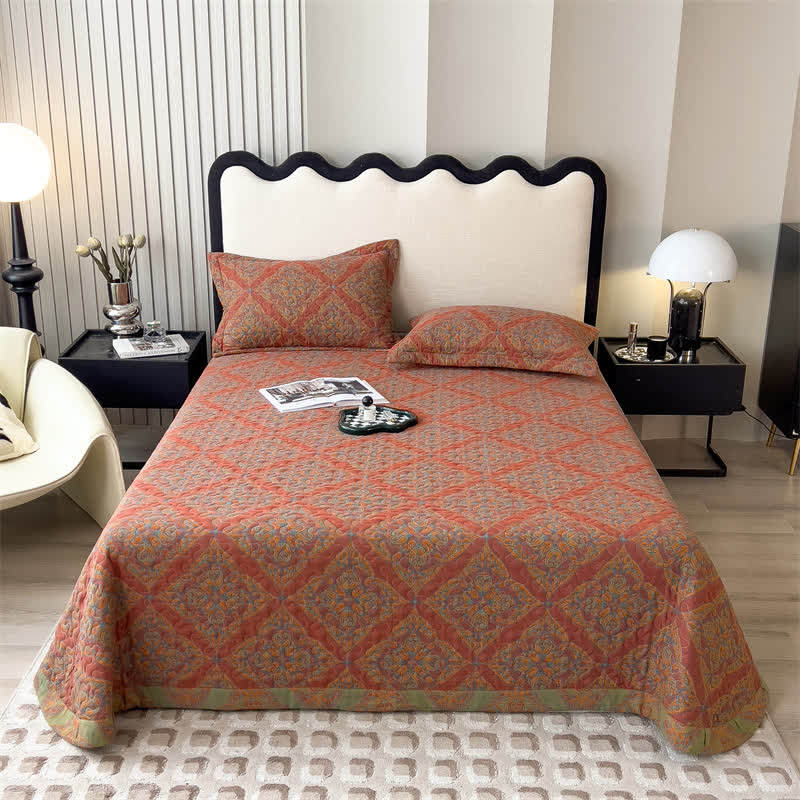 Couvre-lit en coton jacquard matelassé et teint en fil