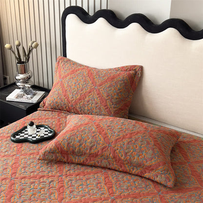 Couvre-lit en coton jacquard matelassé et teint en fil