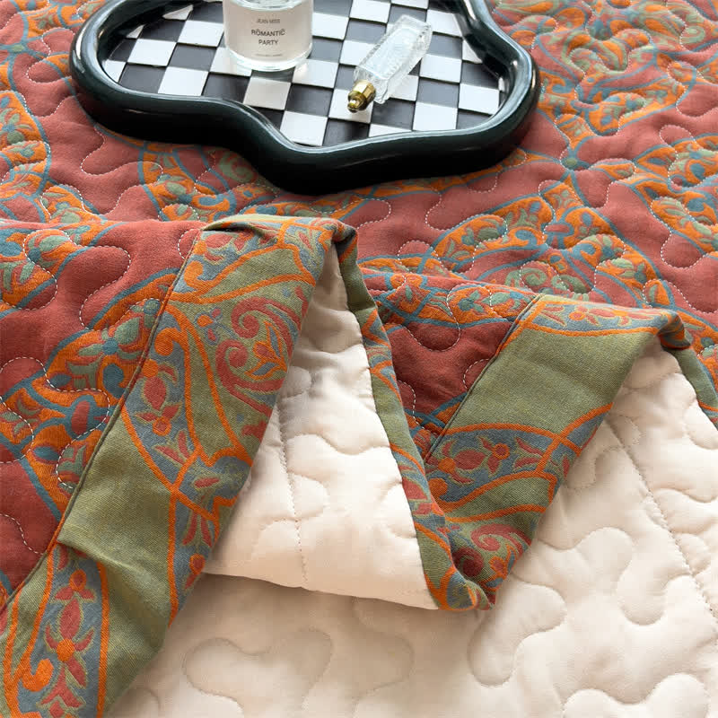 Couvre-lit en coton jacquard matelassé et teint en fil