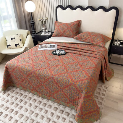 Couvre-lit en coton jacquard matelassé et teint en fil