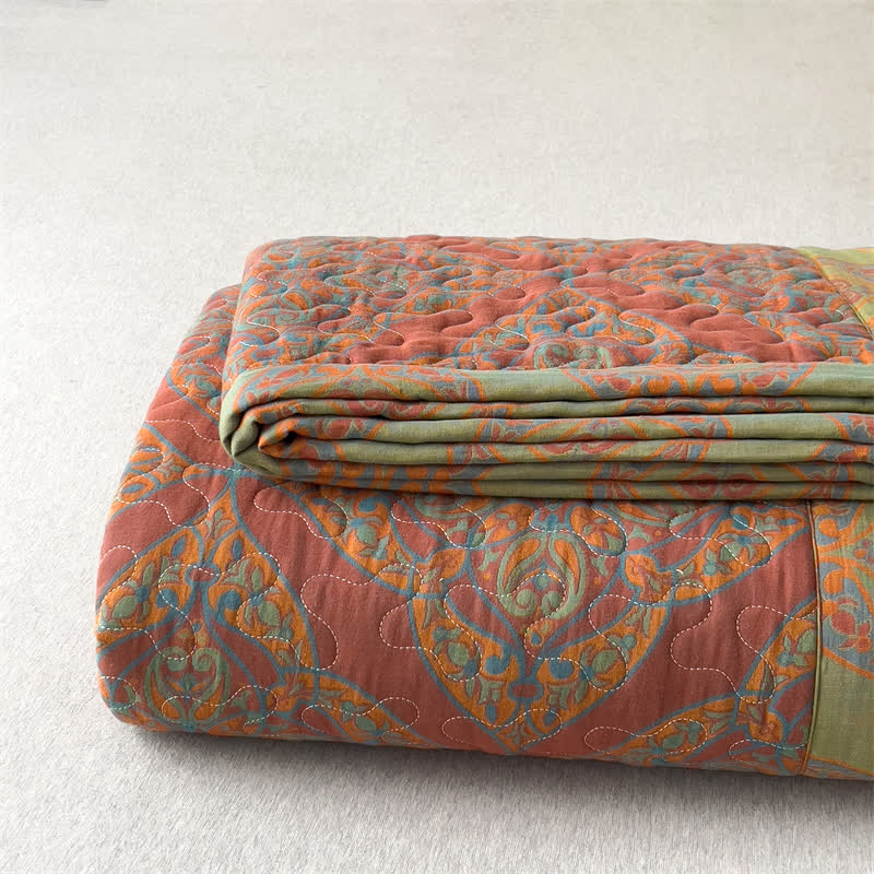Couvre-lit en coton jacquard matelassé et teint en fil