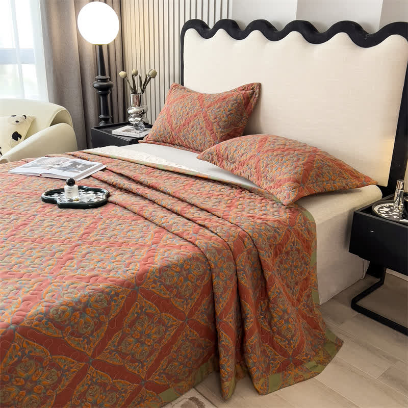 Couvre-lit en coton jacquard matelassé et teint en fil