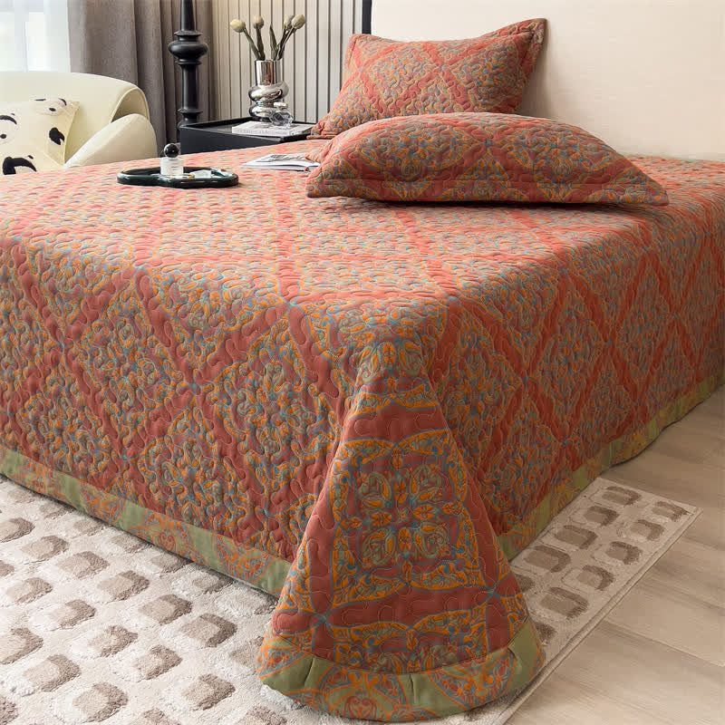 Couvre-lit en coton jacquard matelassé et teint en fil