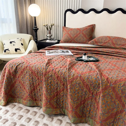 Couvre-lit en coton jacquard matelassé et teint en fil