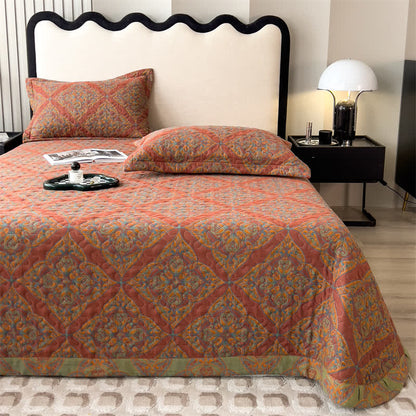 Couvre-lit en coton jacquard matelassé et teint en fil