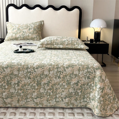 Couvre-lit matelassé en gaze de coton à motif floral jacquard