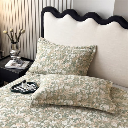 Couvre-lit matelassé en gaze de coton à motif floral jacquard