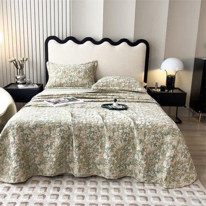 Couvre-lit matelassé en gaze de coton à motif floral jacquard