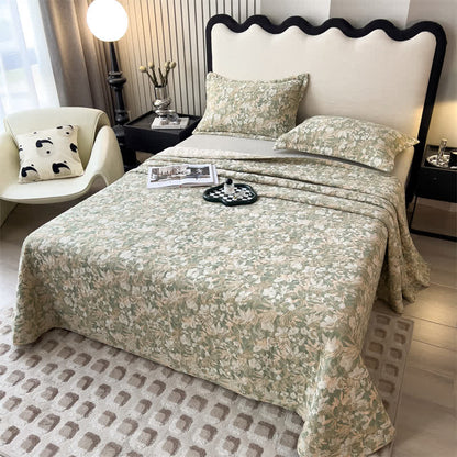 Couvre-lit matelassé en gaze de coton à motif floral jacquard