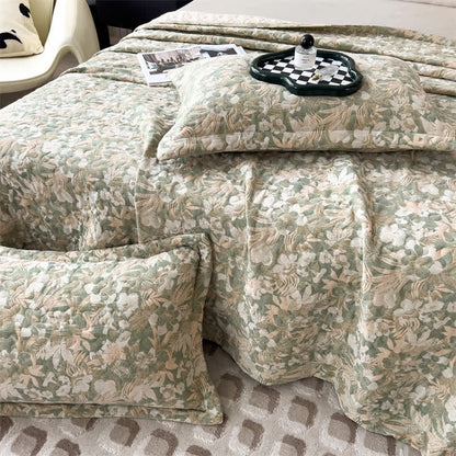 Couvre-lit matelassé en gaze de coton à motif floral jacquard