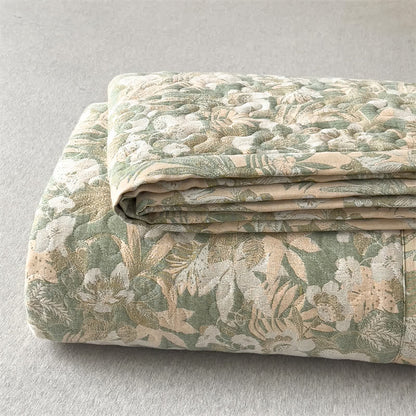 Couvre-lit matelassé en gaze de coton à motif floral jacquard