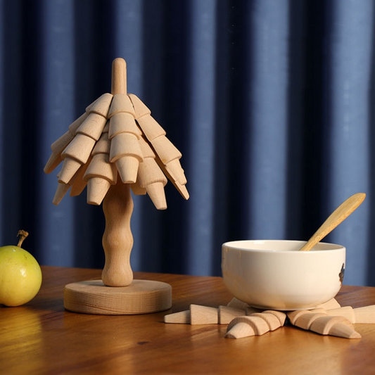 Set de table en bois thermo-isolant avec sapin de Noël