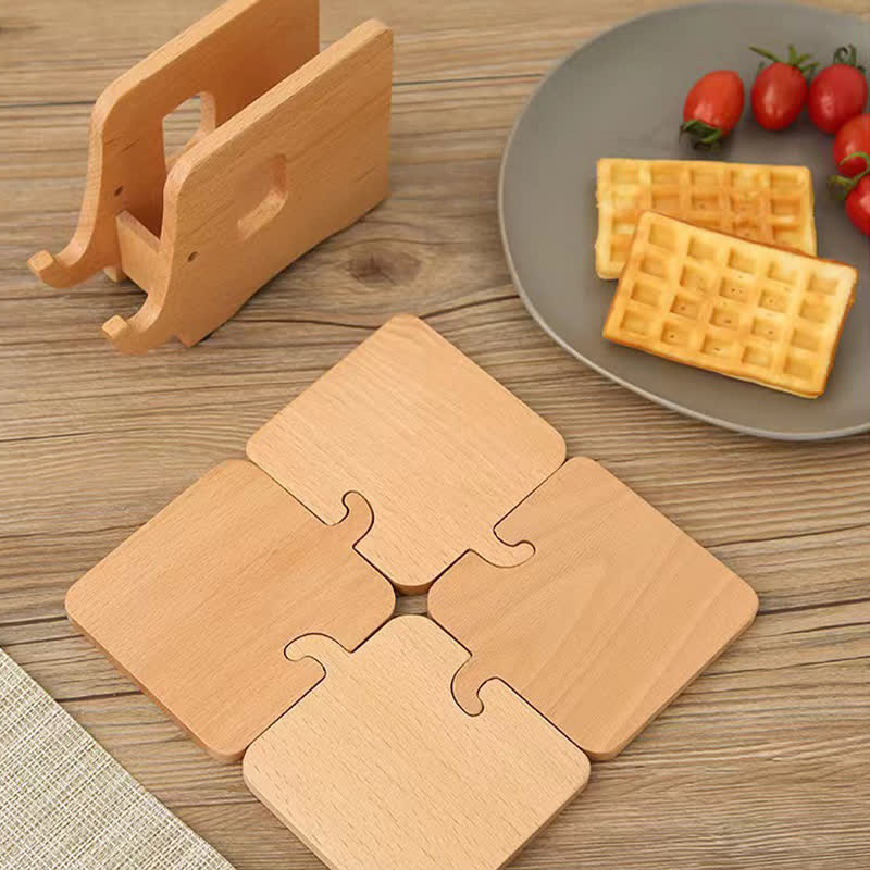 Support de téléphone en bois en forme d'éléphant