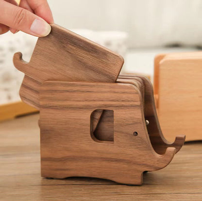 Support de téléphone en bois en forme d'éléphant