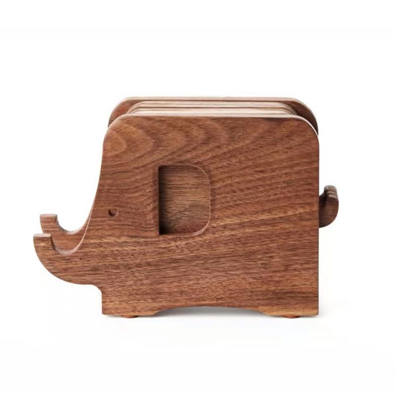 Support de téléphone en bois en forme d'éléphant
